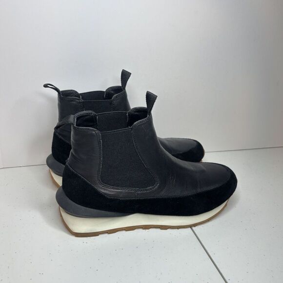 J/Slides Eddie Jogger Black Leather Sneaker Boots Womens Slip On Comfy Womens - Picture 9 of 11